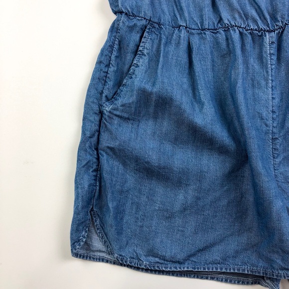 GAP Tencel Tank Indigo Sleeveless Chambray Romper - Picture 6 of 7